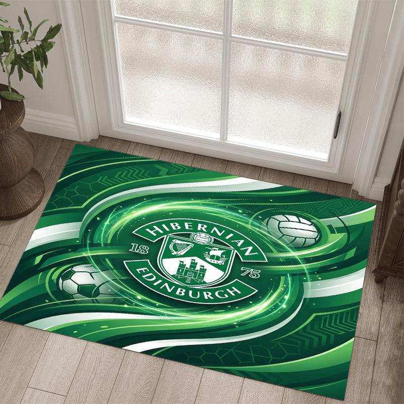 Hibernian FC Design Crystal Velvet Carpet Cozy Non?Slip Printed Rug For Bedroom Living Room Entrance