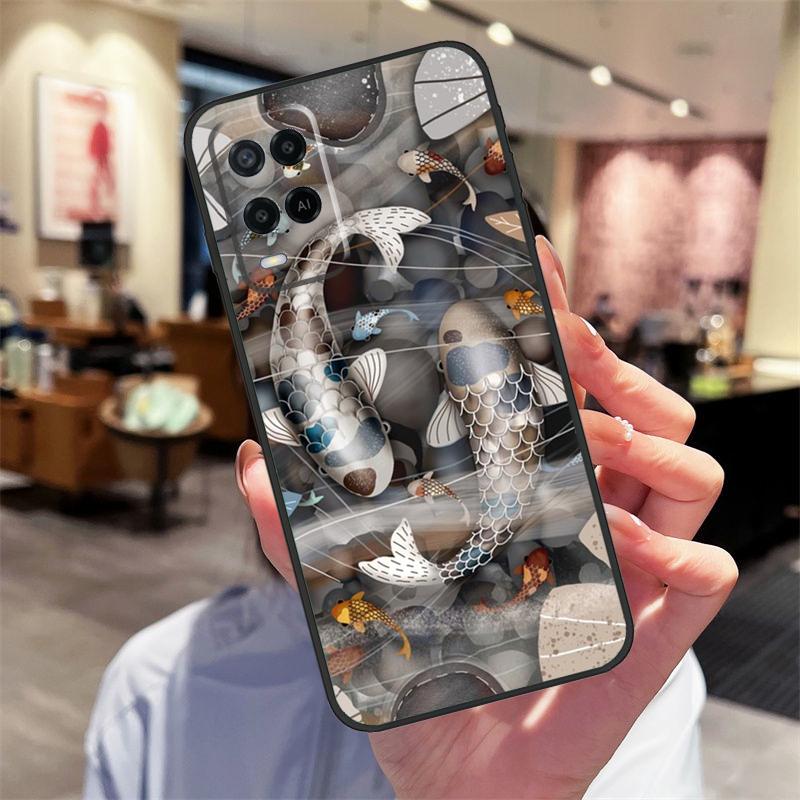 Чехол-книжка с изображением рыбы Кои Инь-Ян для Oppo A40 A60 A80 A18 A38 A58 A78 A98 A16 A76 A96 A15 A17 A77 A74 A94 A54 A57S