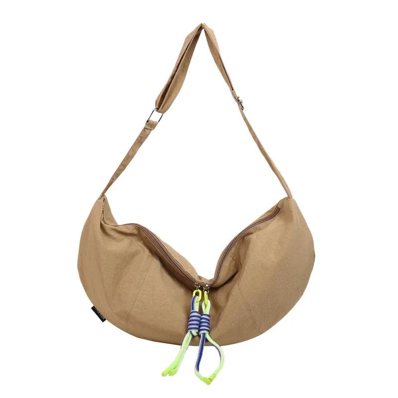 Простая и элегантная однотонная нейлоновая сумка через плечо, новая сумка через плечо с мягкой молнией, многофункциональная сумка для поездок на работу