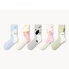 5 Pairs of Girls Spring and Summer Cute Preppy Style with Cartoon Animal Tube Socks