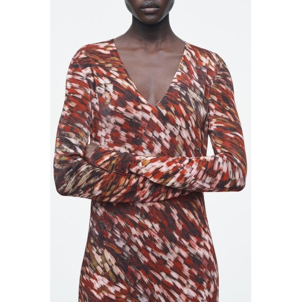 COS Japan Printed Semi Sheer Knit Maxi Dress