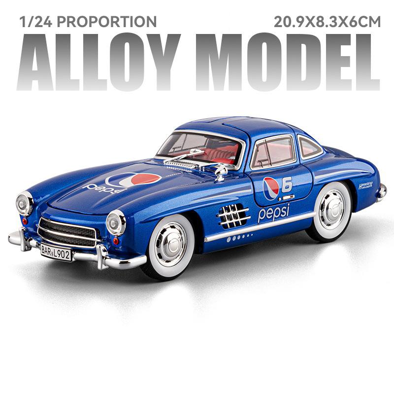 1:Масштаб 24 300SL 500K Винтажный автомобиль Игрушечная модель Сплавной кузов Открывающиеся двери Музыка Свет Инерционные модели Модели Детское хобби Подарки
