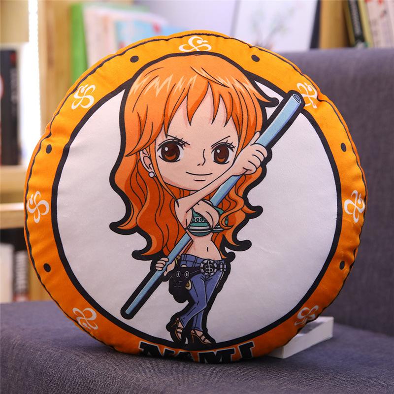 Новая круглая подушка One Piece Аниме Периферия Луффи Чоппер Двусторонняя печать Подушка для сна Подушка Декор для комнаты Дивана Подарок