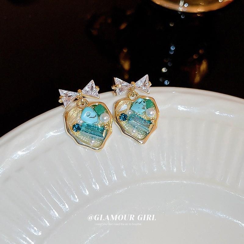 Женские серьги GemChic, модные серьги-гвоздики с иглами, градиентные серьги с имитацией драгоценных камней, высококачественные серьги, изысканные ювелирные изделия на день рождения, Рождество, подарок