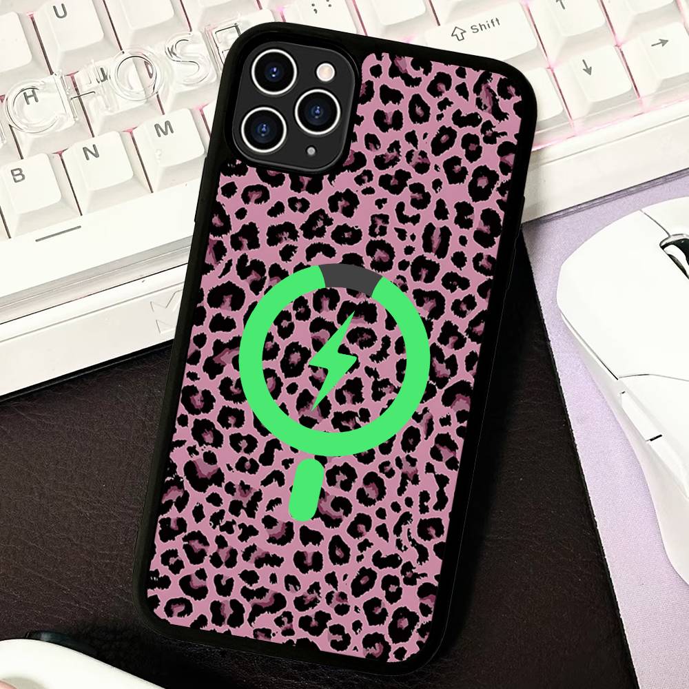 Leopard Cheetah Print Phone Case For IPhone 17 16 Pro Max 15 14 Plus 11 13 12 Shockproof Magnetic For Magsafe Cover
