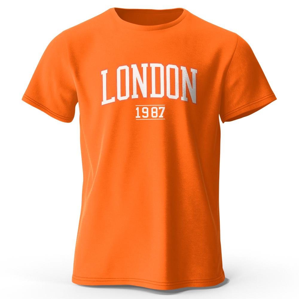 Мужская футболка London 1987 Vintage Sport 100% хлопок с принтом, свободные футболки для мужчин и женщин, спортивная одежда, топы