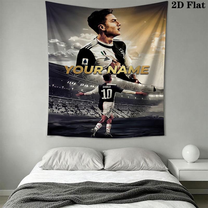 Custom Paulo Dybala Wall Hanging Printed Fabric Blanket Decorative Tapestries for Bedroom Living Room Home Decor