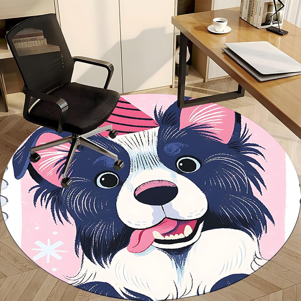 1PC Dogs Pet Office Round Area Rug,  Mat Suitable ForOffice, Under Office Chairs Bedroom Living Room Home Decor, Room Deco