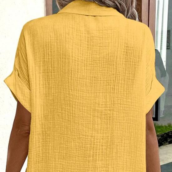 Летнее женское платье с отложным воротником, однобортное, свободное, с короткими рукавами, свободное, однотонное, с накладным карманом, длиной до колена, для отдыха, миди-платье