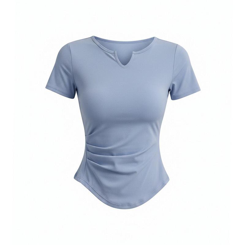 Small friendly yoga T-shirt women's V-neck waist short thin quick-drying breathable sports fitness clothes top