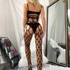 Sexy Fishnet Hollow Jumpsuits Crotchless Lingerie Women Plus Size Outfits Halter Mesh Bodystocking One Pieces Erotic Bodysuits