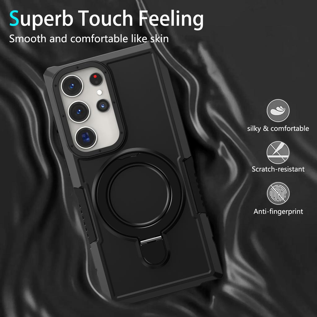 For Samsung Galaxy S23 Ultra Case Magnetic TPU+PC Phone Cover with Ring Kickstand