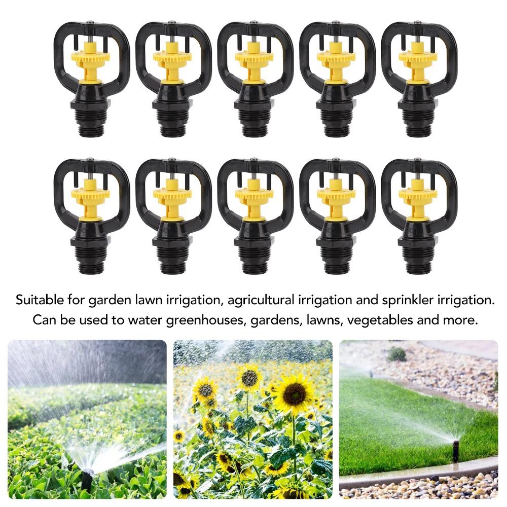 10PCS G1/2 and G3/4 Male Thread Rotating Irrigation Sprinklers 360 Degree Plastic Spinning Micro Nozzle Lightweight