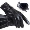 Windproof Winter Gloves Men PU Leather Button Warm Convertible Mittens Outdoor Sports Driving Skiing Black Cold Weather Gear