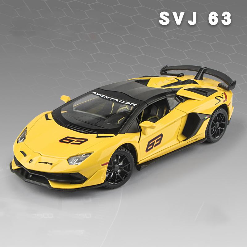 1/24 Lamborghini Aventador SVJ63 Литая Модель Автомобиля Игрушка Металлический Литой Автомобиль Звук и Свет Автомобильные Игрушки для Детей Транспортное Средство