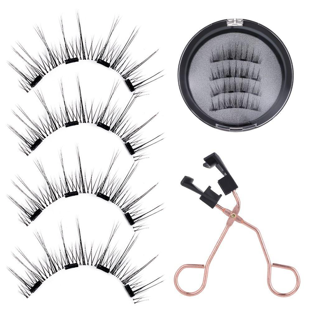 Многоразовые натуральные 4 магнита, клей не требуется, с аппликатором, магнитные ресницы, накладные ресницы