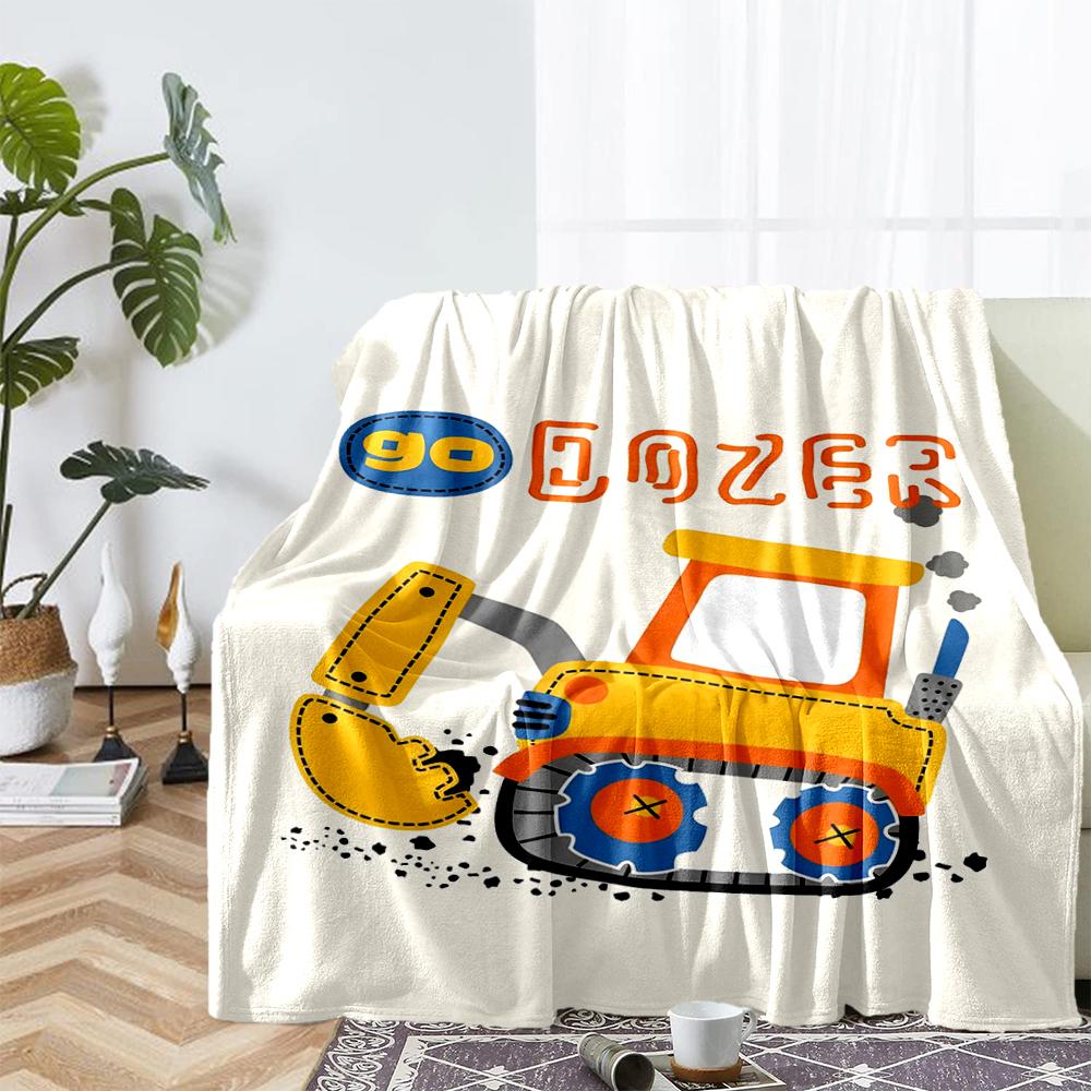 excavator Theme Printed Blanket - Perfect for Couch, Bed, Travel & Outdoor Use | Machine Washable, Cozy & Durable.