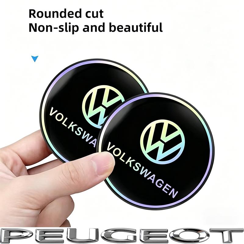 2Pcs Car Cup Coaster Non-slip Shockproof Water Cup Mats For VW GTI Golf 6 7 8 Polo CC Passat B6 Tiguan T-ROC Bora Jetta Hub Cap zw5