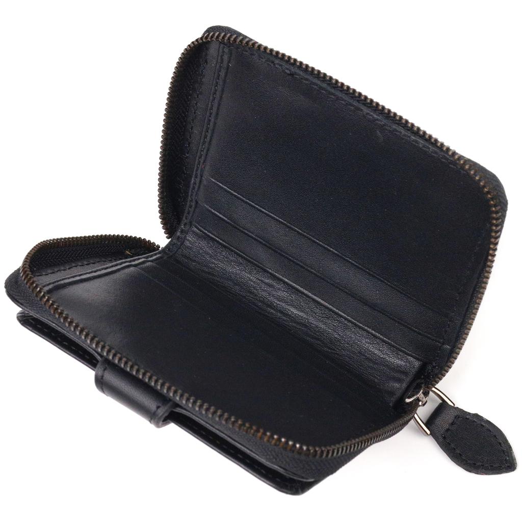 Beautiful Women's Purse Made of Natural Rough Leather CANPELLINI Wallet 21492 Black