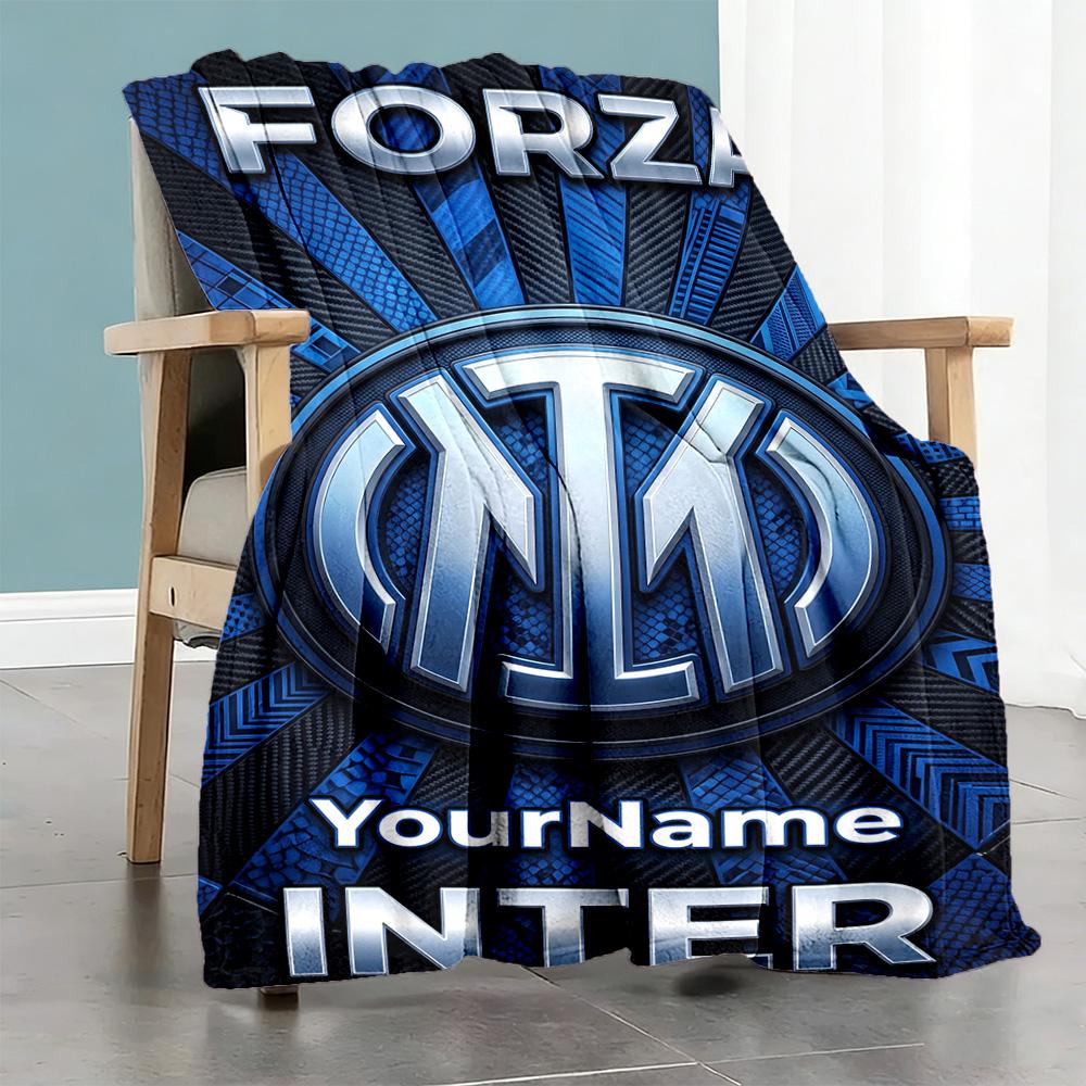 Inter Milan Customize Your Name Blanket Throw Customizable Blanket Ultra-Soft Versatile for Picnics Living Room Chair Sofa Four Seasons Multipurpose