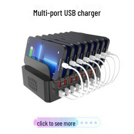 10-Port Universal USB Charging Station with Type-C for Tablets & Phones
