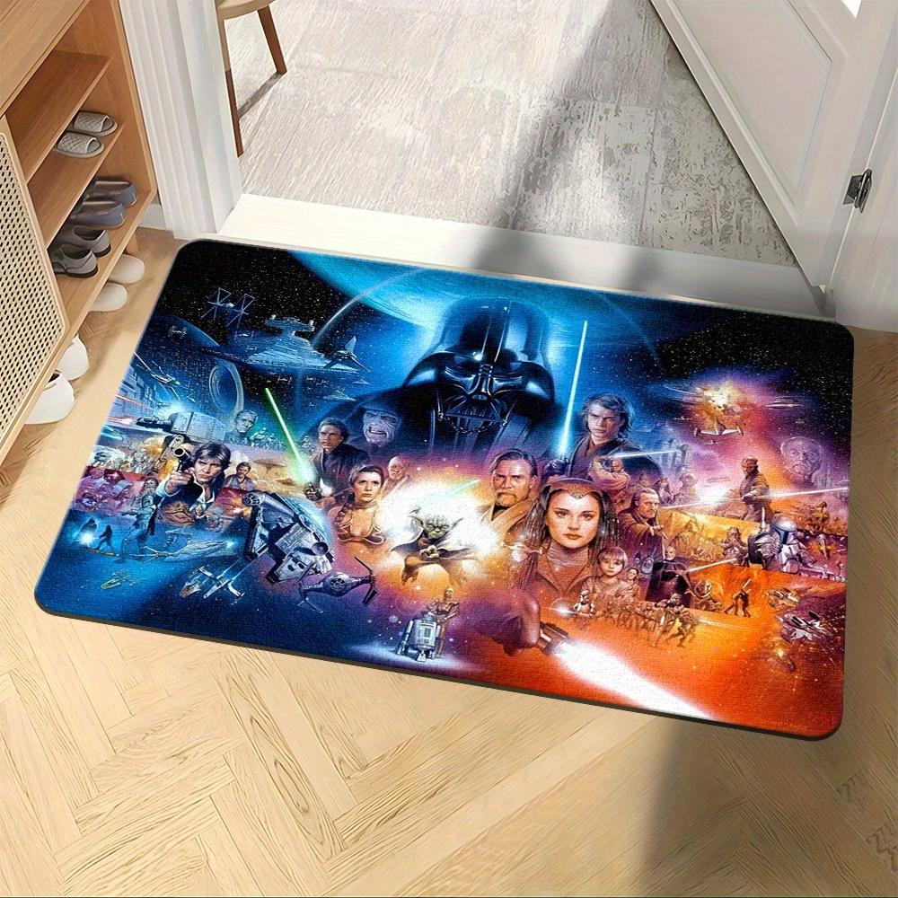 1pc STAR WARS Non-Slip Welcome Doormat - 100% Polyester Bathroom Mat with Iconic Characters & Spaceships Design, Hand Wash Onl