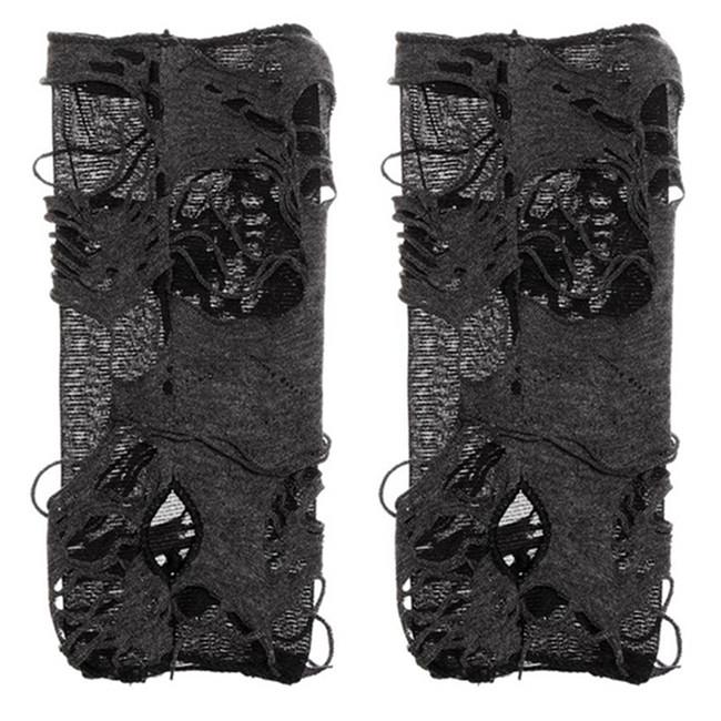 Women Halloween Punk Hole Long Gloves Gothic Black Fingerless Gloves Arm Warmer Beggar Cosplay