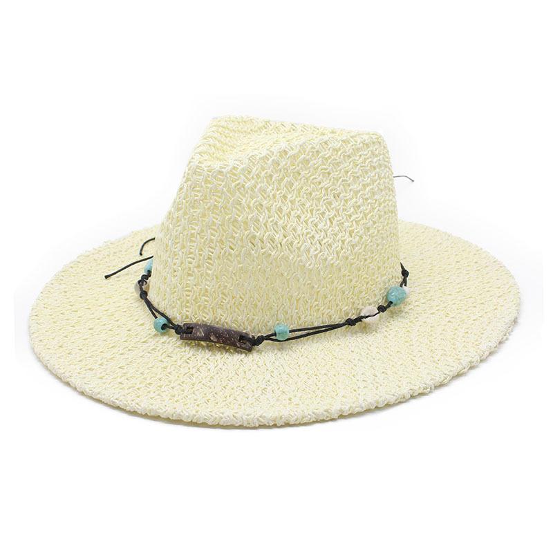 New ethnic style denim straw hat big brim sun hat summer hollow straw hat ethnic style straw hat