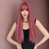 Длинные прямые розовые парики с челкой для женщин, подчеркивает белый популярный сладкий синтетический парик для повседневного косплея