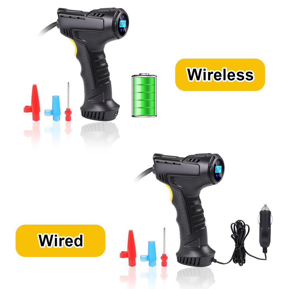 120W Car Air Pump Wireless/Wired Electric Inflatable Pump Portable Air Pump Tire Inflator Digital for Car Bicycle Balls