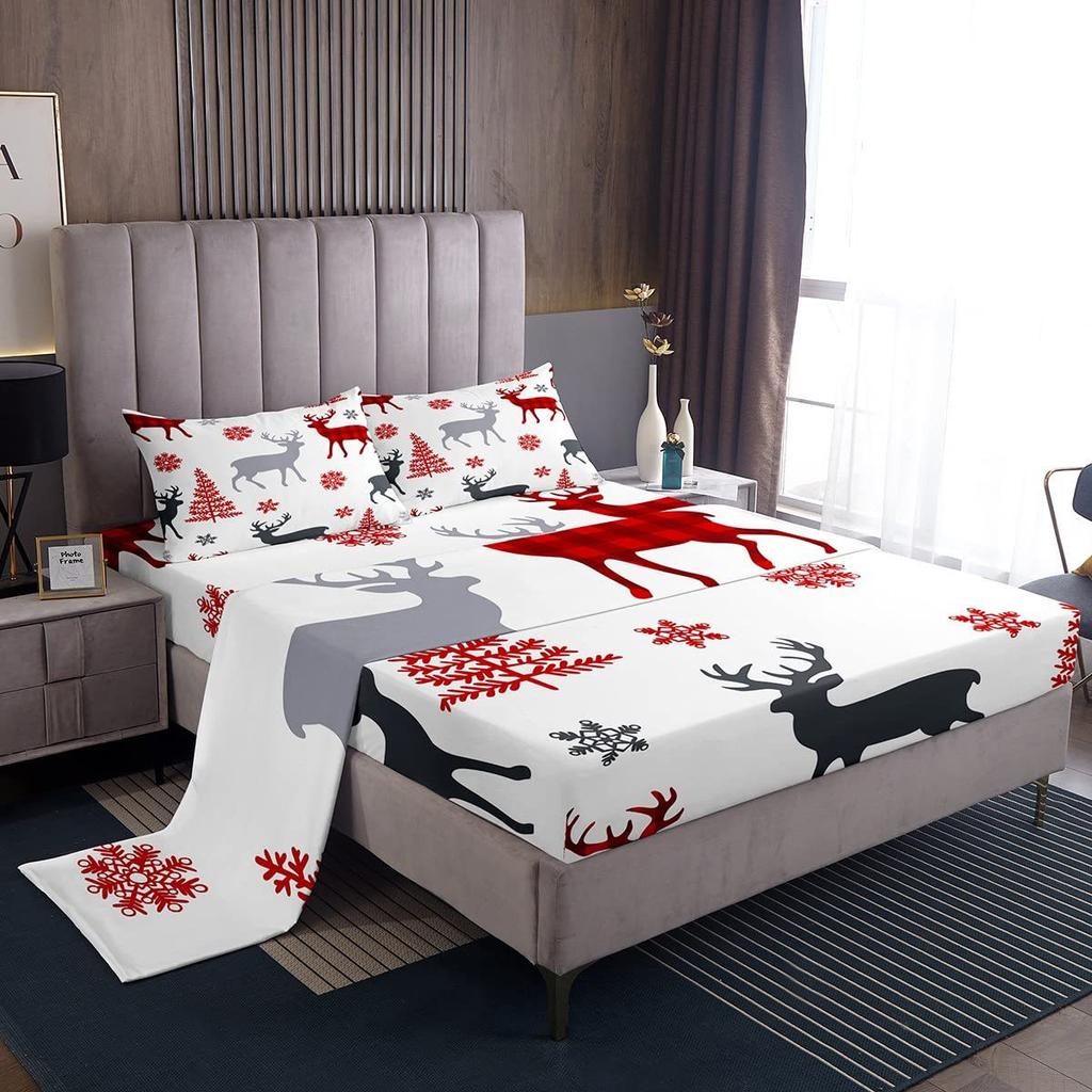 Счастливого Рождества Простыни Милый Санта Матрас Подходит для Детей Взрослых Общежитие Спальня Украшение