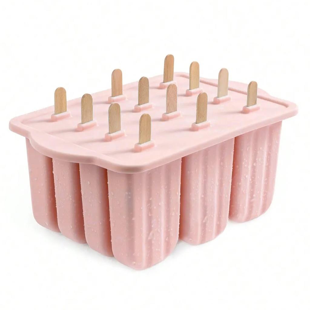 Leeseph Popsicles Mold, Reusable Easy-Release Silicone Homemade Maker Ice Pop Mold Trays with 50 Popsicle Sticks, Summer Gifts