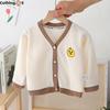 Children's Knitted Cardigan Long-sleeved Model Sweater Middle and Small Children's Embroidered Flower Jacket