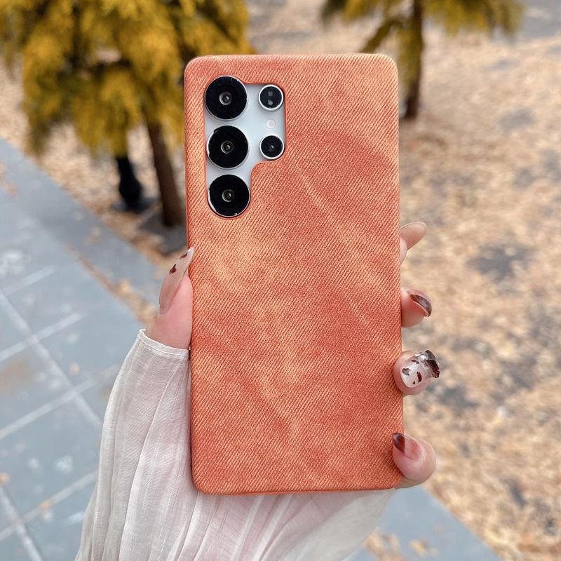 Cowboy Jeans Fabric Armor Frameless Case For Samsung S25 S24 S23 S22 Ultra Coque Candy Denim Protective Hard Phone Cover