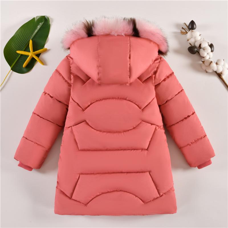 Girls Winter Clothing Children Medium and Long Down Jackets Fashion Hooded Cotton Padding Coats for Girl