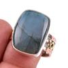 Натуральный лабрадорит драгоценный камень 925 стерлингового серебра ювелирные изделия двухцветное кольцо S.10 V6g25