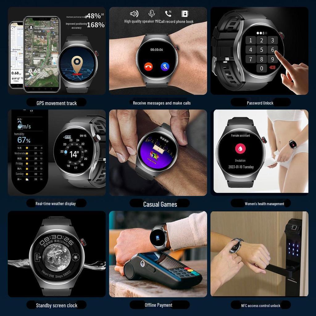 Умные многофункциональные часы 2024 года с Bluetooth, NFC и спортивным силиконовым ремешком для здоровья