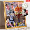 Disney Жемчужная живопись Сделай сам Джуди и Ник из Зверополиса Жемчужное искусство Жемчужная роспись драгоценными камнями, Поделки для украшения стен дома