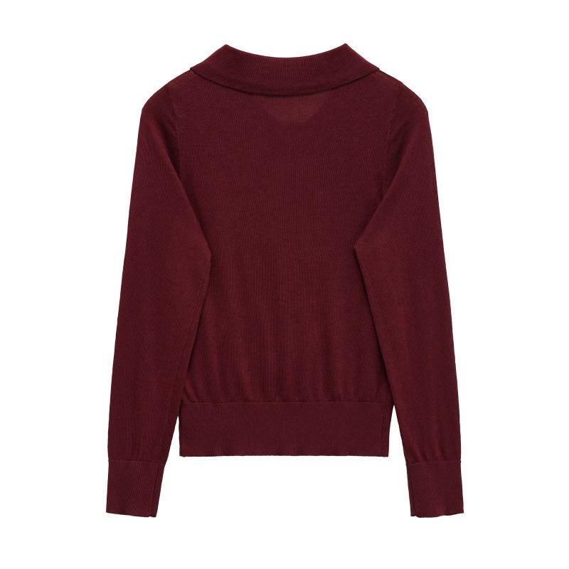 European and American style, new women's fashion, versatile, cross-border export long-sleeve polo collar knitwear