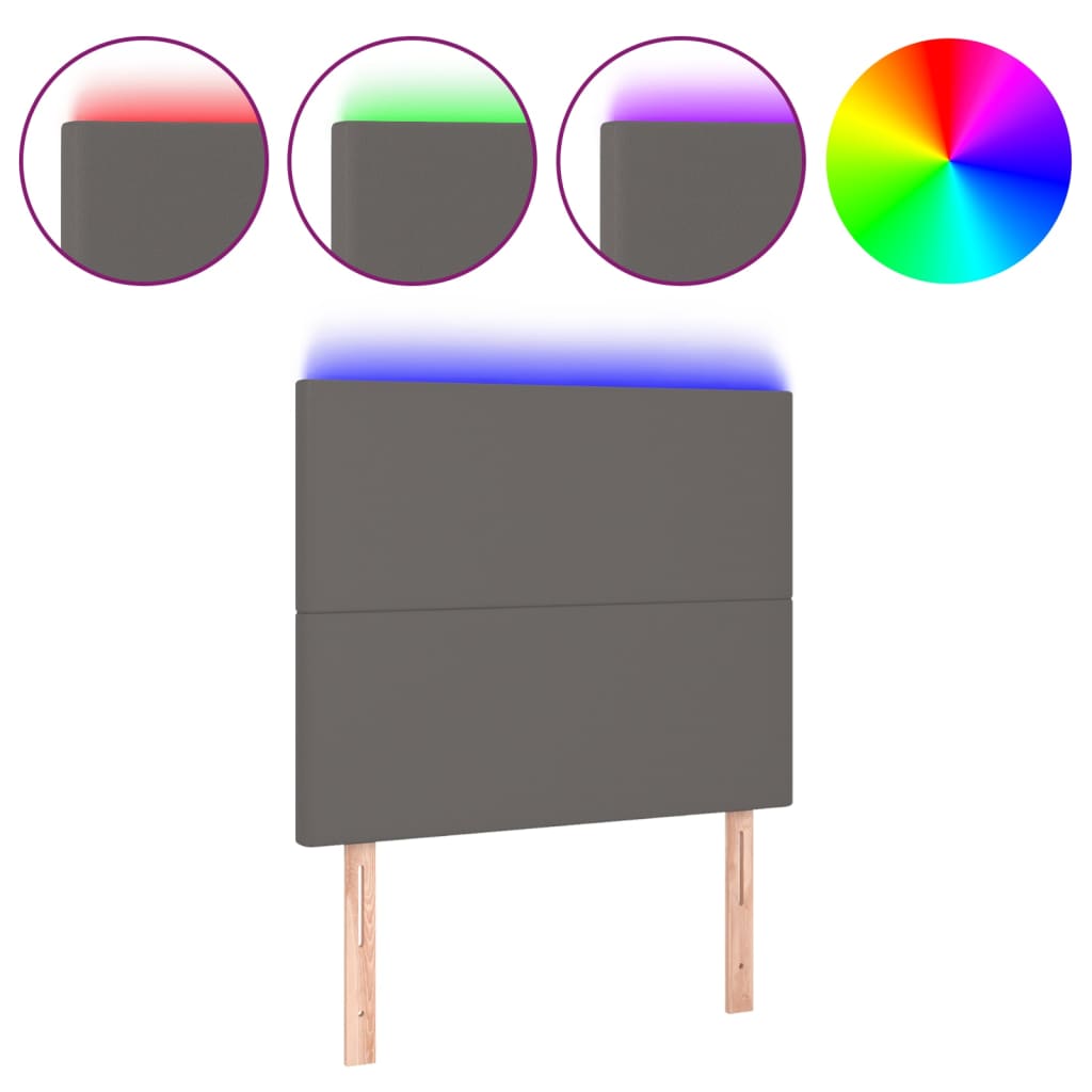 LED Headboard Gray 80x5x118 128 cm Faux Leather
