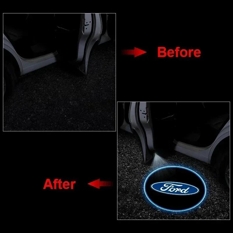 Car Door Emblem Light Welcome Lamp Wireless Laser Projector Auto Decoration LED for Ford Mustang Fiesta Ghia Focus 2 3 4 Mondeo