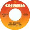 7-дюймовая пластинка NEIL DIAMOND Dont Think....Feel 310405 Columbia 1976 США Рок Б/у