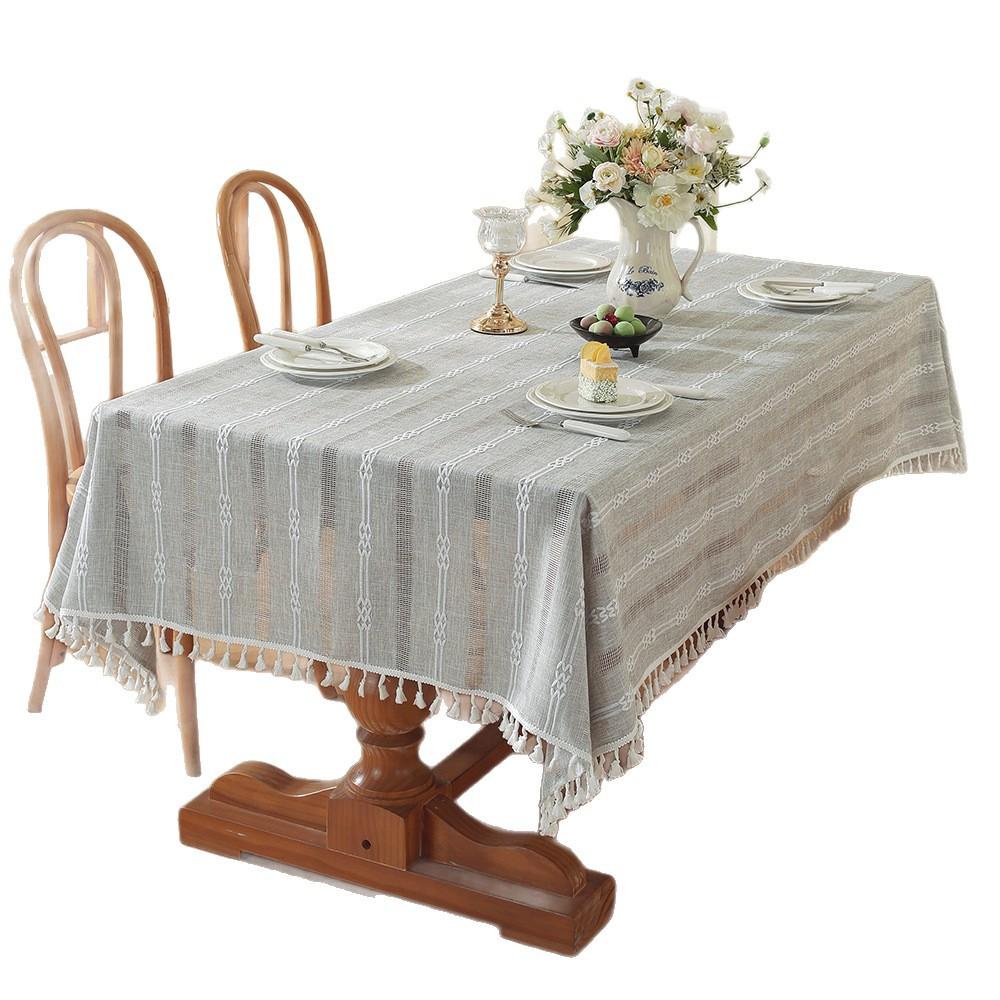 Nordic Hot-Selling Miss Wind Dining Table Tablecloth Imitation Cotton And Linen Coffee Table Cloth Rectangular Hollow Model Jacquard Tablecloth Cover