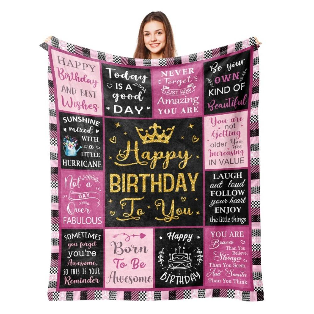 80th Birthday Gift Blanket Print Soft and Comfortable Flannel Blanket for Sofa Bed Living Room