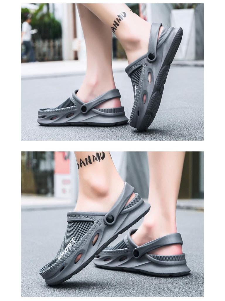 Мужские сетчатые клоги больших размеров - 2025 Летние нескользящие дышащие пляжные сандалии