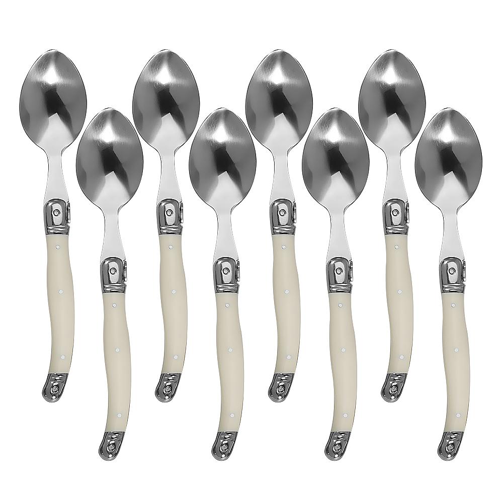 4/6/8pcs Stainless Steel Laguiole Cutlery Set Steak Knife Fork Spoon Set White Handle Restaurant Bar Kitchen Tableware