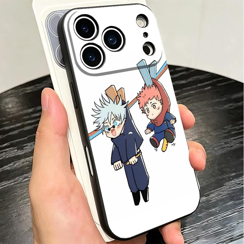 Мультяшный Милый JUJUSU Аниме Мягкий Чехол для Телефона для iPhone 16 16E 17 Air 15 Pro Max 14 Plus 13 Mini 11 12 7 Черная Крышка Задняя Панель