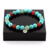 Stones and Minerals. Aventurine + Turquoise + Red Agate Beaded Bracelet 8 Mm. Made In France.