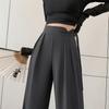 Модные женские костюмные брюки на пуговицах с высокой талией, широкие брюки
