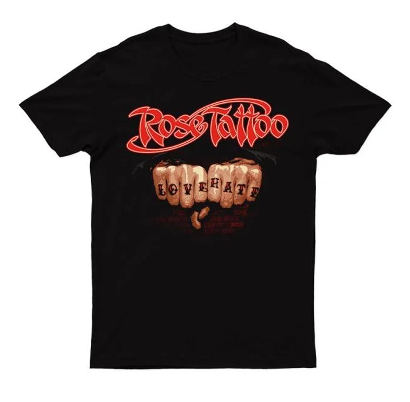 Рок-группа Rose Tattoo Love Hate Черная Унисекс Все Размеры S5XL Футболка 1U1124 Унисекс Футболка